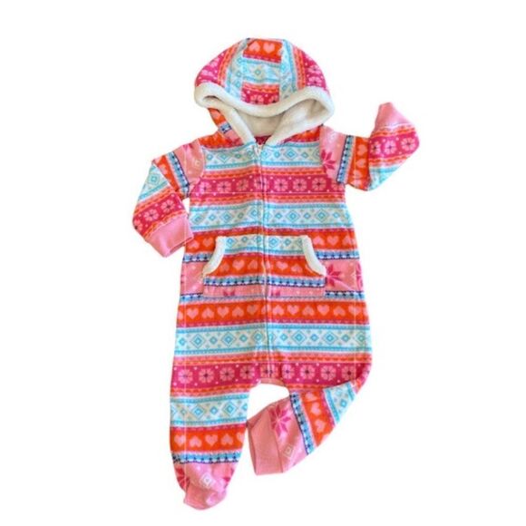Carter's Other - Carter’s Fleece Hooded Romper Size 9 M